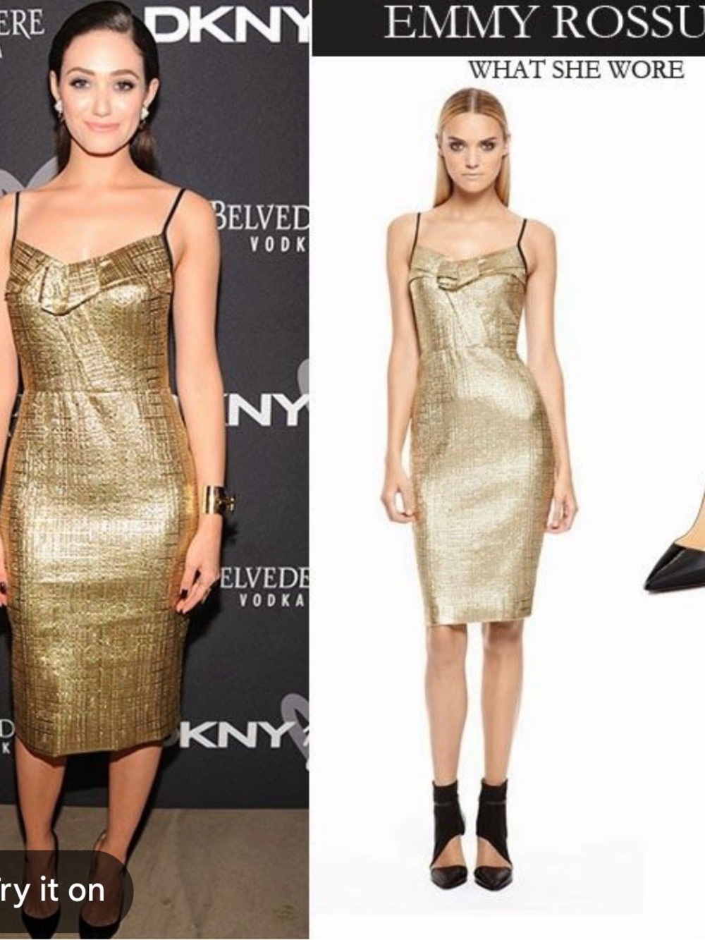 DKNY Gold Metallic Dress - Size 6- SUPER SEXY!
